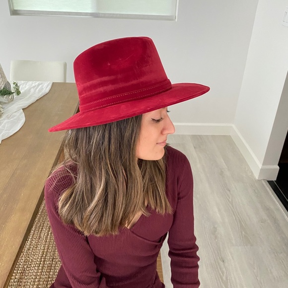 La Chula Velvet Fedora Hat ( Burgundy) main image 5
